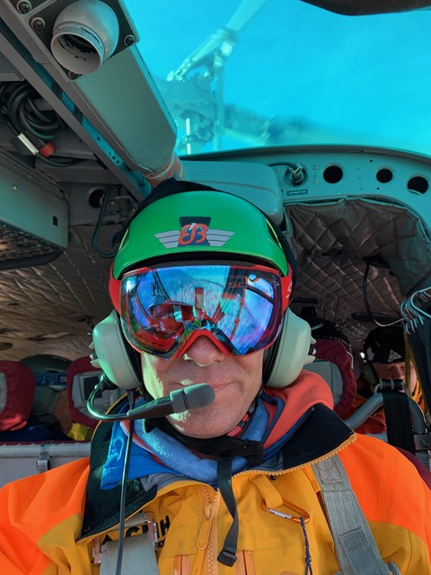 Edward Bekker as heliski guide in Canada