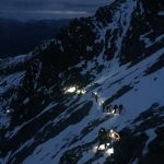 snow covered Grand Couloir on Mont Blanc 