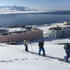 Skitouring above Barentzburg Svalbard Spitsbergen