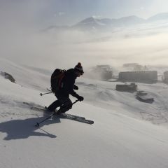 Skiing above barentzburg Svalbard Spitsbergen