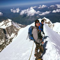 The Bosses ridge towards the Mont Blanc summit